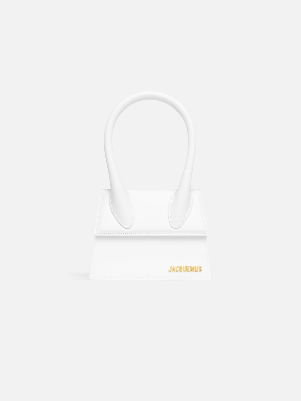 Jacquemus White Leather Le Chiquito Moyen Bag with Gold Logo